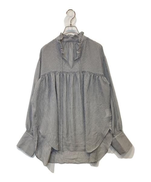 Spick and Span（スピック＆スパン）Spick and Span (スピック＆スパン) ミニギンガムチェックフリルカラーブラウス 24051200302010 ブラック×ホワイト サイズ:FREEの古着・服飾アイテム