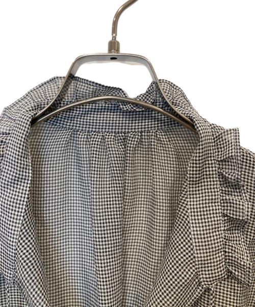 Spick and Span（スピック＆スパン）Spick and Span (スピック＆スパン) ミニギンガムチェックフリルカラーブラウス 24051200302010 ブラック×ホワイト サイズ:FREEの古着・服飾アイテム
