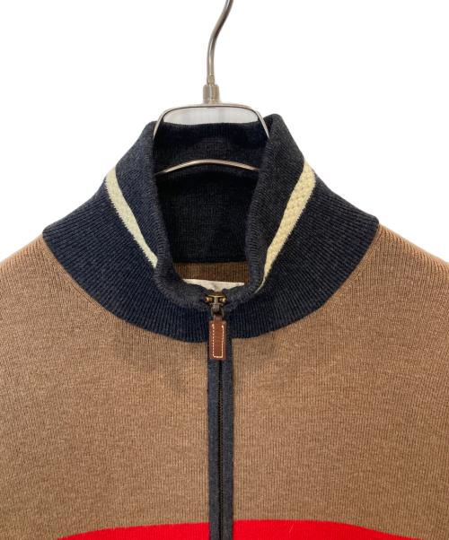 WALES BONNER（ウェールズボナー）WALES BONNER (ウェールズボナー) GEORGE ZIP KNIT CARDIGAN　MA21KN01-KN01-9351 ブラウン サイズ:XLの古着・服飾アイテム