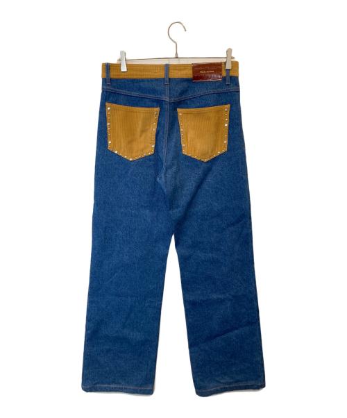 WALES BONNER（ウェールズボナー）WALES BONNER (ウェールズボナー) コーデュロイ切替ダブルニーデニムパンツ インディゴ サイズ:S30の古着・服飾アイテム