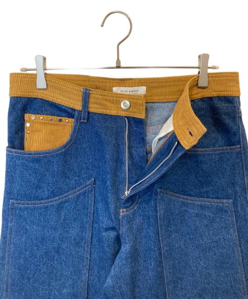 WALES BONNER（ウェールズボナー）WALES BONNER (ウェールズボナー) コーデュロイ切替ダブルニーデニムパンツ インディゴ サイズ:S30の古着・服飾アイテム