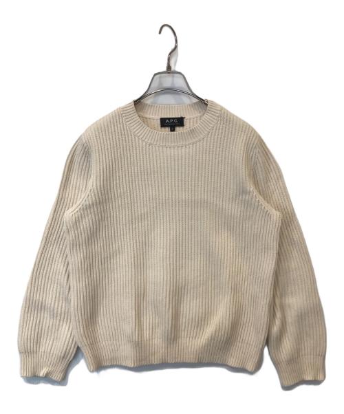 A.P.C.（アーペーセー）A.P.C. (アーペーセー) エルボーパッチコットンニット 1110221 ニット ベージュ サイズ:Sの古着・服飾アイテム