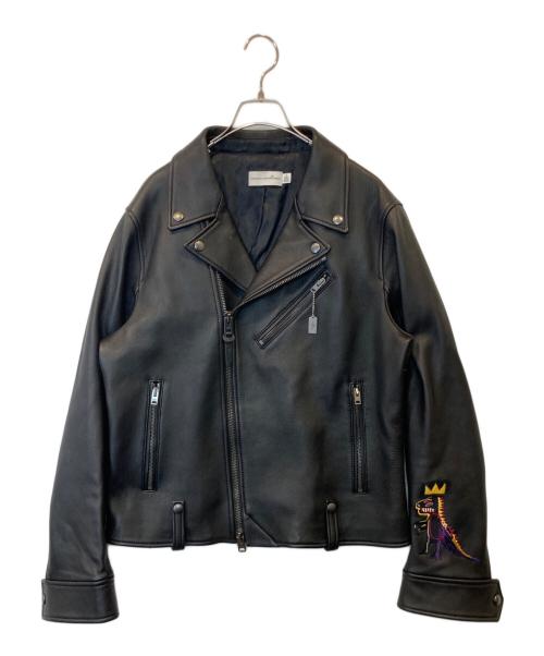 COACH（コーチ）COACH (コーチ) Jean-Michel Basquiat (ジャン ミシェル バスキア) コラボレザーダブルライダースジャケット ブラック サイズ:Mの古着・服飾アイテム