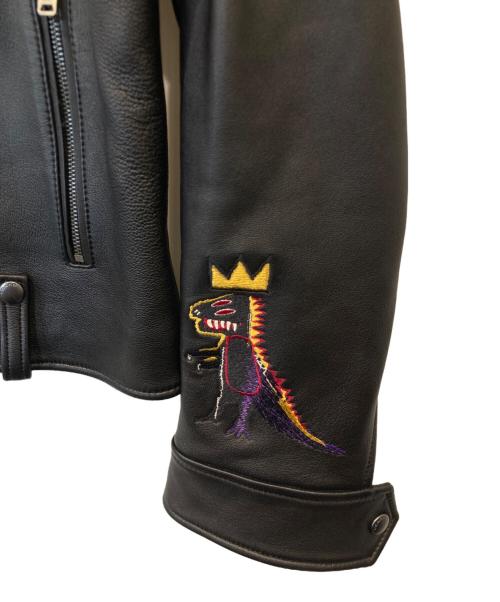 COACH（コーチ）COACH (コーチ) Jean-Michel Basquiat (ジャン ミシェル バスキア) コラボレザーダブルライダースジャケット ブラック サイズ:Mの古着・服飾アイテム