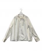 BALLSEYボールジィ）の古着「ハイカウントサテン ネックフリルブラウス 11-01-04-01131」｜アイボリー