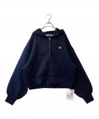furfurファーファー）の古着「ロゴ刺繍ジップアップフーディー RWCT254103」｜ネイビー