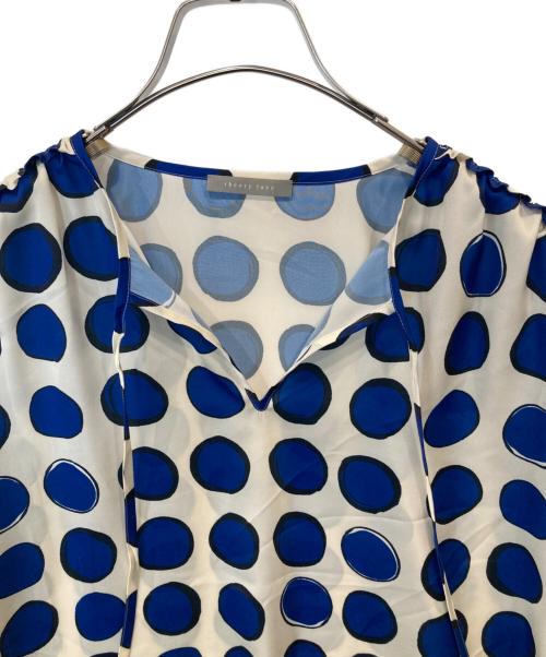 theory luxe（セオリーリュクス）theory luxe (セオリーリュクス) Circle Print Sorina ドットブラウス 03-3108200 ブルー サイズ:38の古着・服飾アイテム