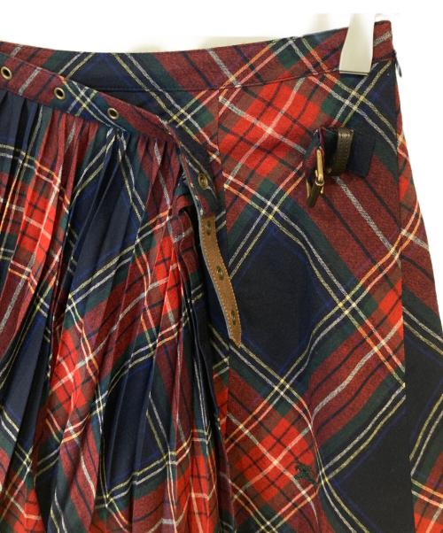 BURBERRY BLUE LABEL（バーバリーロンドンブルーレーベル）BURBERRY BLUE LABEL (バーバリーロンドンブルーレーベル) ラップスカート レッド サイズ:38の古着・服飾アイテム