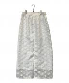 IENAイエナ）の古着「シアージャガード刺繍スカート 24060900967010」｜ホワイト