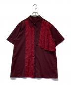 HAREハレ）の古着「アシメプリーツシャツ HAL06553AD」｜レッド