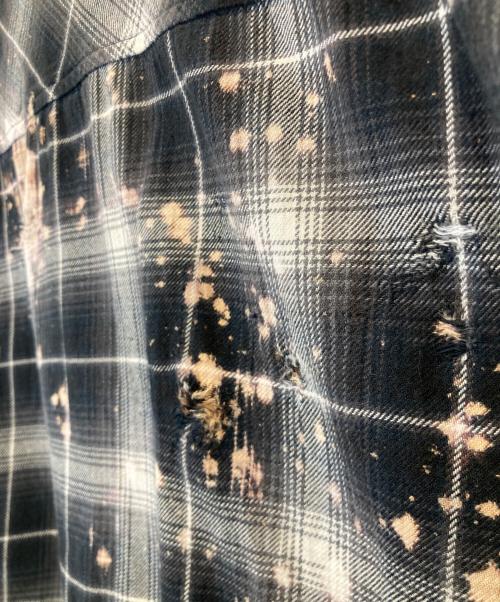 RAFU（ラフ）RAFU (ラフ) Bleached & Damaged shirt（漂白された＆ダメージシャツ） ブラック サイズ:Lの古着・服飾アイテム