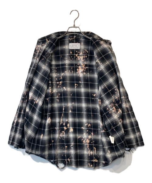 RAFU（ラフ）RAFU (ラフ) Bleached & Damaged shirt（漂白された＆ダメージシャツ） ブラック サイズ:Lの古着・服飾アイテム