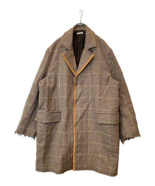 MARNI（マルニ）MARNI (マルニ) グレンチェックカットオフロングコート　TUMU0034NY S52138 ベージュ サイズ:52の古着・服飾アイテム