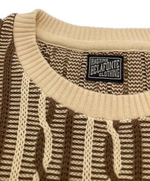 BELAFONTE（ベラフォンテ）BELAFONTE (ベラフォンテ) 3D半袖ニット ブラウン サイズ:Mの古着・服飾アイテム