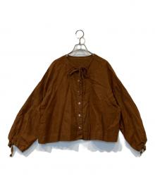 nest Robe（ネストローブ）の古着「リネン超撥水ギャザースリーブショートシャツ 01213-1111」｜ブラウン