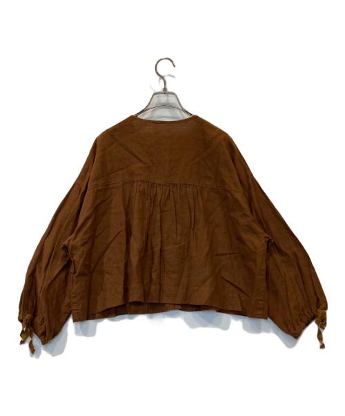 nest Robe（ネストローブ）nest Robe (ネストローブ) リネン超撥水ギャザースリーブショートシャツ 01213-1111 ブラウン サイズ:FREEの古着・服飾アイテム
