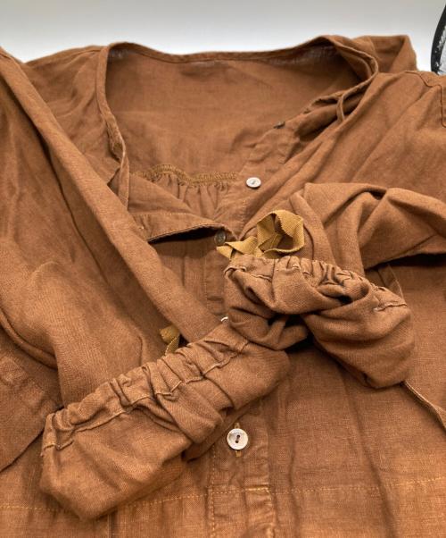 nest Robe（ネストローブ）nest Robe (ネストローブ) リネン超撥水ギャザースリーブショートシャツ 01213-1111 ブラウン サイズ:FREEの古着・服飾アイテム