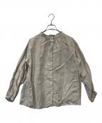 nest Robeネストローブ）の古着「リネンビエラスタンドフリルブラウス 01175-1112-39」｜ベージュ