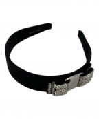 Ferragamoフェラガモ）の古着「ヴァラリボン ラインストーン カチューシャ」｜ブラック