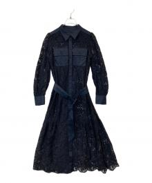 Diagram（ダイアグラム）の古着「レースアーミーシャツワンピース 31122-01」｜ネイビー