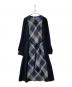 BLUE LABEL CRESTBRIDGE（ブルーレーベルクレストブリッジ）の古着「スムージーサテンパーシャルチェックドレス 55J24-462-07」｜ブラック