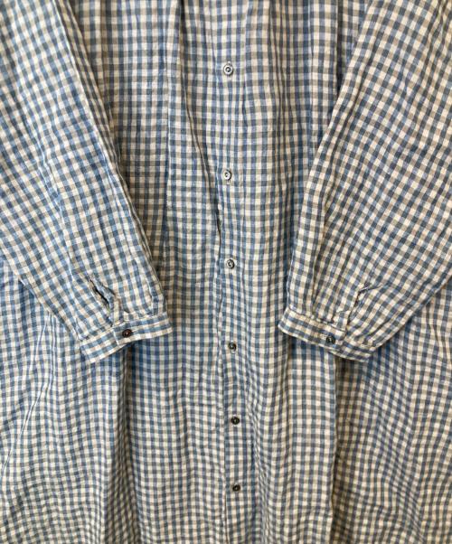 nest Robe（ネストローブ）nest Robe (ネストローブ) リネンギンガムクロップドワンピース 01251-1041 ブルー サイズ:FREEの古着・服飾アイテム