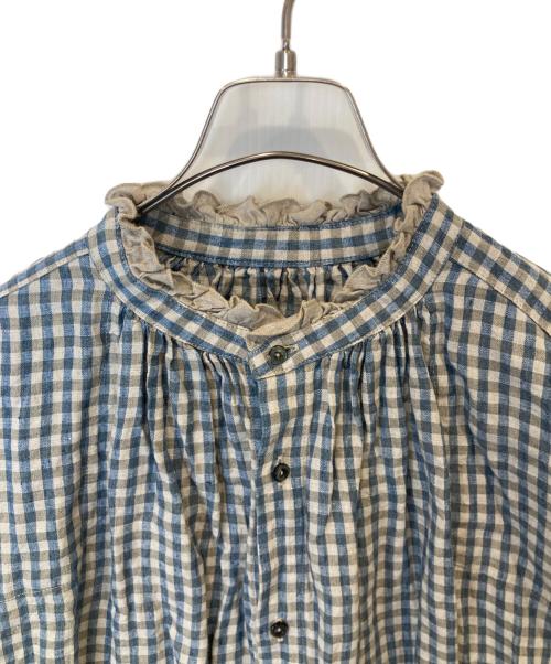 nest Robe（ネストローブ）nest Robe (ネストローブ) リネンギンガムクロップドワンピース 01251-1041 ブルー サイズ:FREEの古着・服飾アイテム