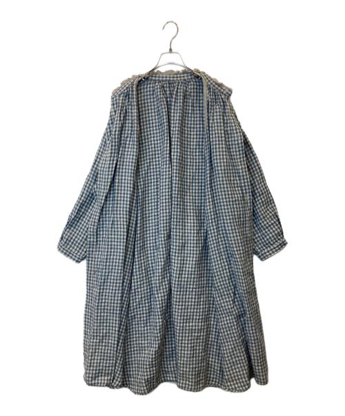nest Robe（ネストローブ）nest Robe (ネストローブ) リネンギンガムクロップドワンピース 01251-1041 ブルー サイズ:FREEの古着・服飾アイテム