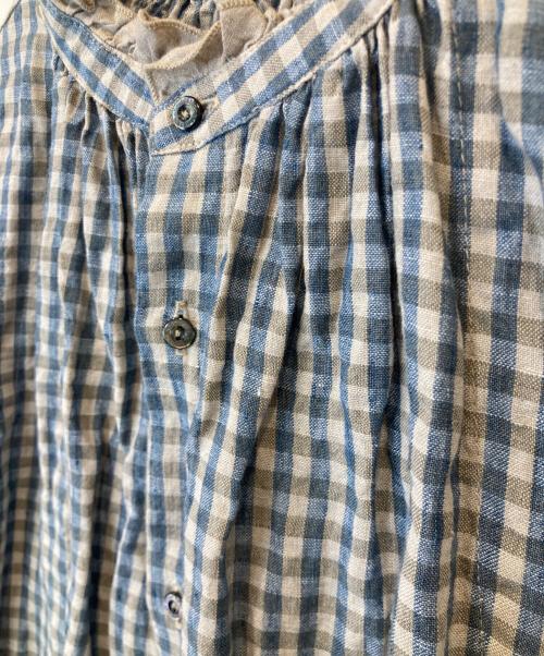 nest Robe（ネストローブ）nest Robe (ネストローブ) リネンギンガムクロップドワンピース 01251-1041 ブルー サイズ:FREEの古着・服飾アイテム