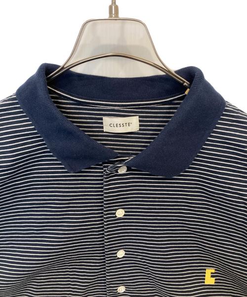 CLESSTE（クレスト）CLESSTE (クレスト) MBROIDERY LOGO STRIPED S/S POLO（刺繍ロゴストライプS/Sポロ）CLS-SH-2525 ネイビー サイズ:Freeの古着・服飾アイテム