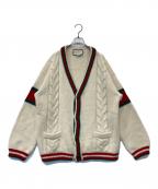 GUCCIグッチ）の古着「cable knit wool cardigan ケーブル ニット ウール カーディガン 497037 X1561」｜アイボリー
