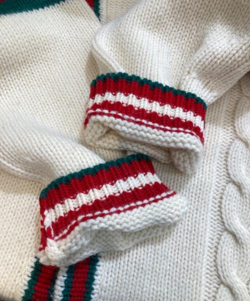 GUCCI（グッチ）GUCCI (グッチ) cable knit wool cardigan ケーブル ニット ウール カーディガン 497037 X1561 アイボリー サイズ:XLの古着・服飾アイテム