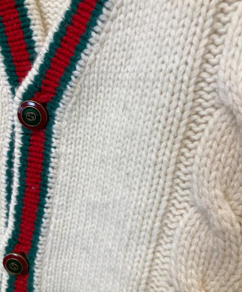 GUCCI（グッチ）GUCCI (グッチ) cable knit wool cardigan ケーブル ニット ウール カーディガン 497037 X1561 アイボリー サイズ:XLの古着・服飾アイテム