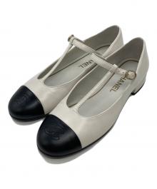 傷あり（シャネル）の古着「メリージェーンTストラップパンプス G39562」｜ホワイト