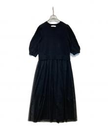 JOURNAL STANDARD relume（ジャーナルスタンダード レリューム）の古着「ウォッシャブルチュールドッキングワンピース　25080462107010」｜ブラック