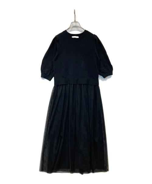 JOURNAL STANDARD relume（ジャーナルスタンダード レリューム）JOURNAL STANDARD relume (ジャーナルスタンダード レリューム) ウォッシャブルチュールドッキングワンピース　25080462107010 ブラック サイズ:Freeの古着・服飾アイテム