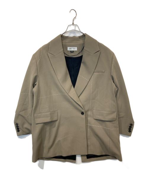 ZARA（ザラ）ZARA (ザラ) MAISON SPECIAL (メゾンスペシャル) オーバーサイズブレザー トップステッチジャケット ベージュ サイズ:XSの古着・服飾アイテム