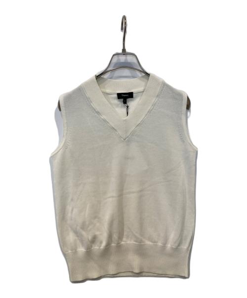 theory（セオリー）theory (セオリー) Icy Cotton Aviator Shell（アイシーコットン アビエイターシェル） ニットベスト　01-0201729 ホワイト サイズ:S 未使用品の古着・服飾アイテム