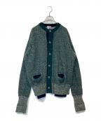 MAATEE&SONSマーティーアンドサンズ）の古着「強撚ひょっとこクルーネックカーディガン　MT2303-0105」｜グリーン