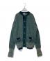 MAATEE&SONS（マーティーアンドサンズ）の古着「強撚ひょっとこクルーネックカーディガン　MT2303-0105」｜グリーン