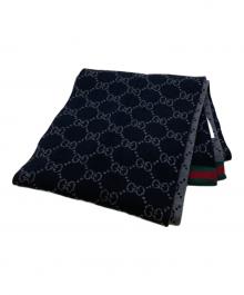 GUCCI（グッチ）の古着「GG柄ウールマフラー 325806 3G206」｜ブラック