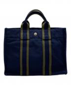 HERMESエルメス）の古着「フールトゥPMハンドバッグ」｜カーキ×ネイビー