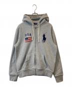 POLO RALPH LAURENポロ・ラルフローレン）の古着「USA星条旗 ビッグポニージップパーカー」｜グレー
