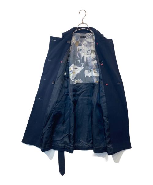 Paul Smith BLACK（ポールスミスブラック）Paul Smith BLACK (ポールスミスブラック) 裏地プリントメルトンダブルボタンコート ネイビー サイズ:40の古着・服飾アイテム