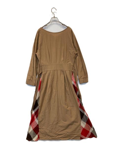 BLUE LABEL CRESTBRIDGE（ブルーレーベルクレストブリッジ）BLUE LABEL CRESTBRIDGE (ブルーレーベルクレストブリッジ) 切替チェックシャツワンピース ベージュ サイズ:38の古着・服飾アイテム
