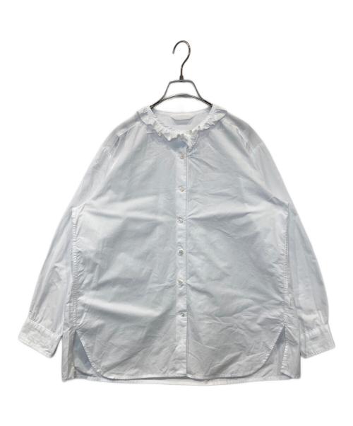 homspun（ホームスパン）homspun (ホームスパン) ハイカウントクロスフリルブラウス　252-5748 ホワイト サイズ:Freeの古着・服飾アイテム