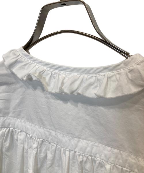 homspun（ホームスパン）homspun (ホームスパン) ハイカウントクロスフリルブラウス　252-5748 ホワイト サイズ:Freeの古着・服飾アイテム