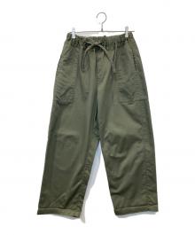 homspun（ホームスパン）の古着「高密度ウェポンひもワイドパンツ　252-3357」｜グリーン