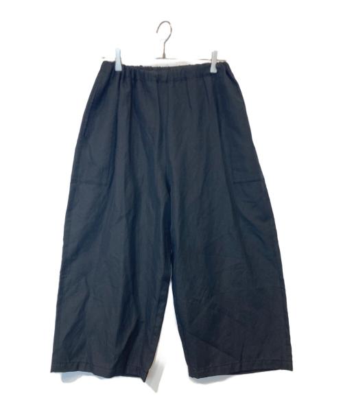 homspun（ホームスパン）homspun (ホームスパン) ウールリネンギャザーワイドパンツ　252-3389 ブラック サイズ:Sの古着・服飾アイテム
