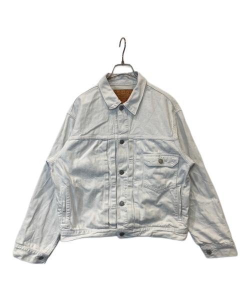 gold（ゴールド）gold (ゴールド) RECYCLED WASTE SUVIN COTTON YARN 11.5oz. DENIM PLEATED BLOUSE　GL15470A ホワイト サイズ:38の古着・服飾アイテム